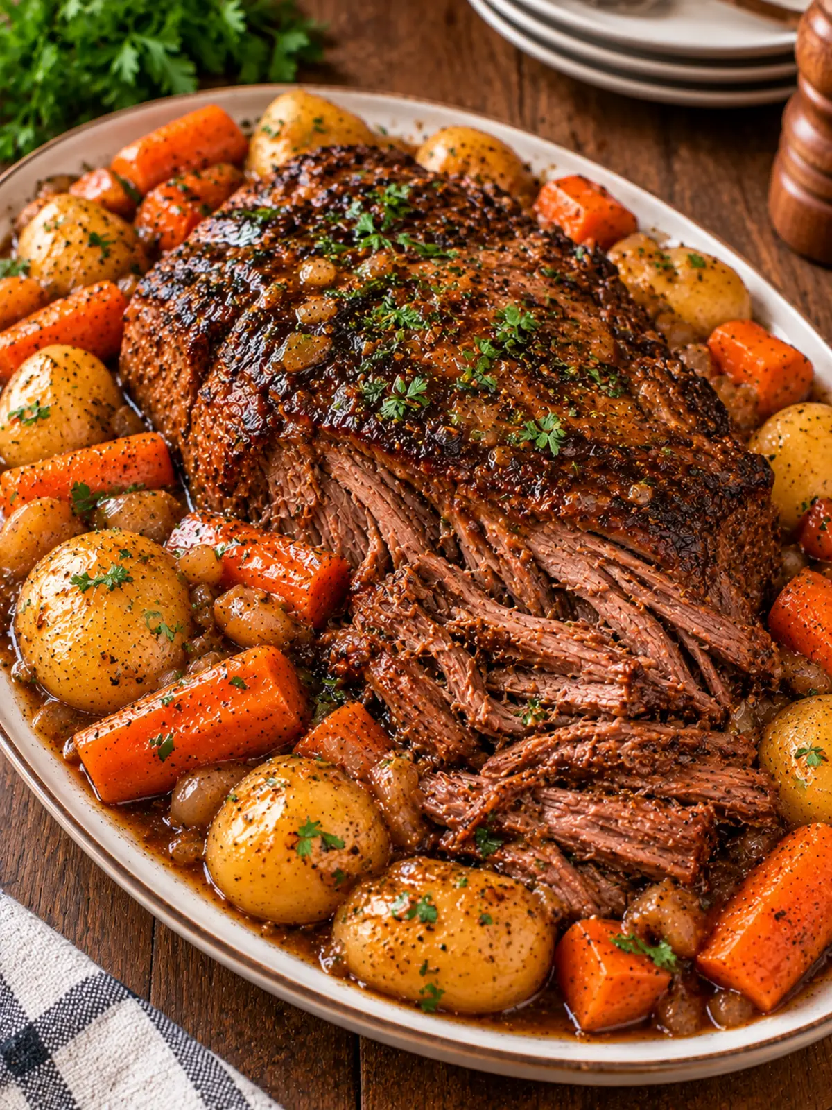 Balsamic Glazed Pot Roast from Slow Cooker — final beauty