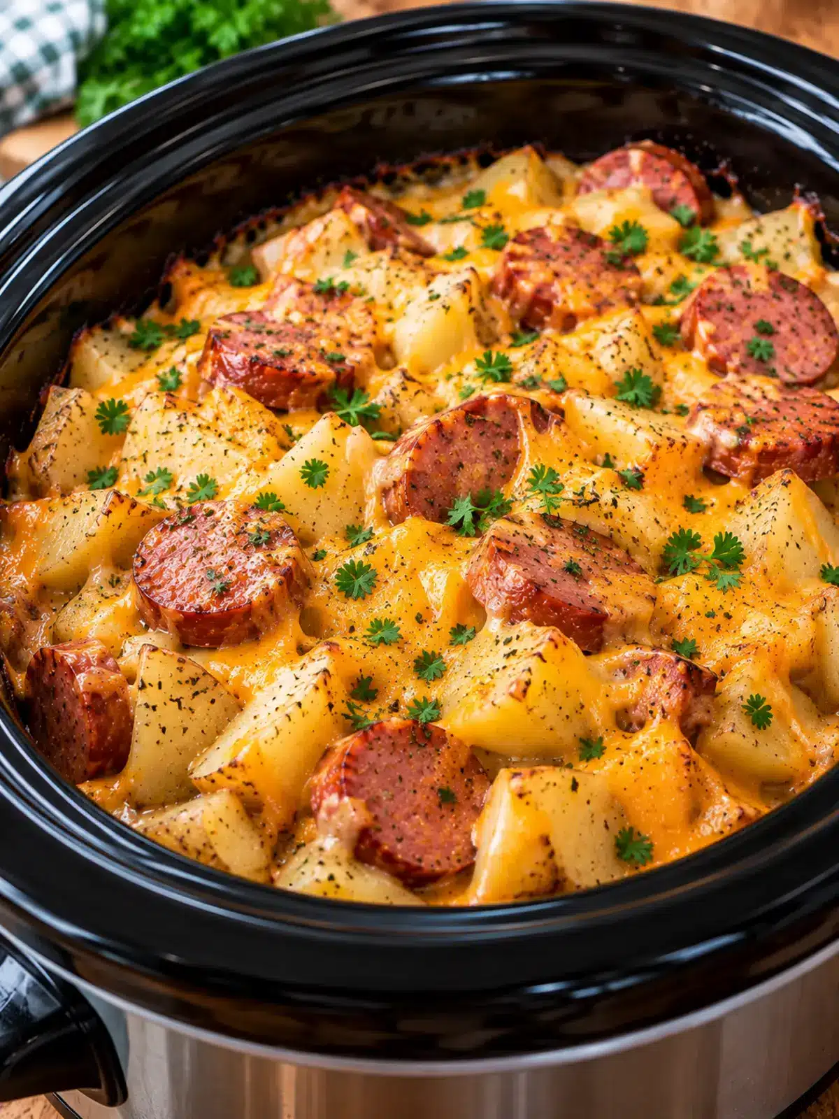 Creamy Cheesy Potatoes and Beef Kielbasa — final beauty