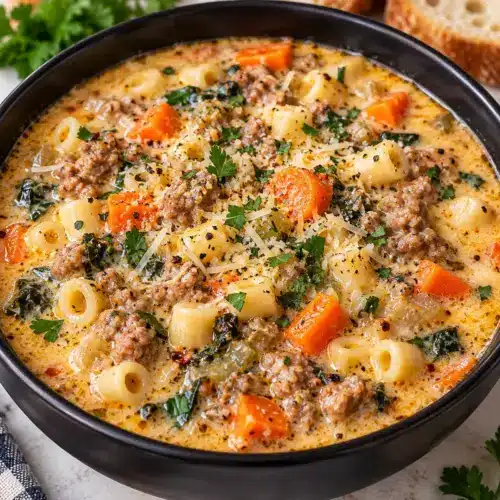 Creamy Parmesan Italian Sausage Soup with Ditalini Pasta — featured