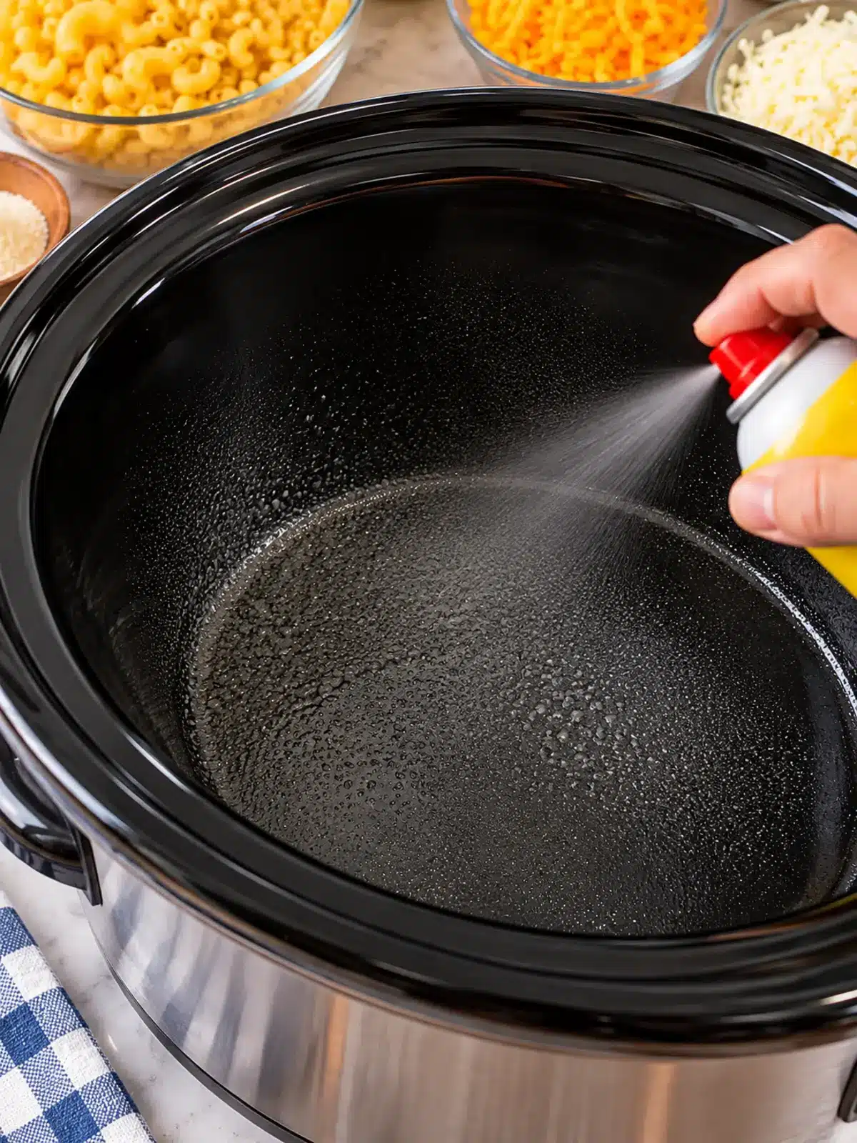 Crockpot Mac and Cheese for a Creamy Dinner — preparation of the slow cooker