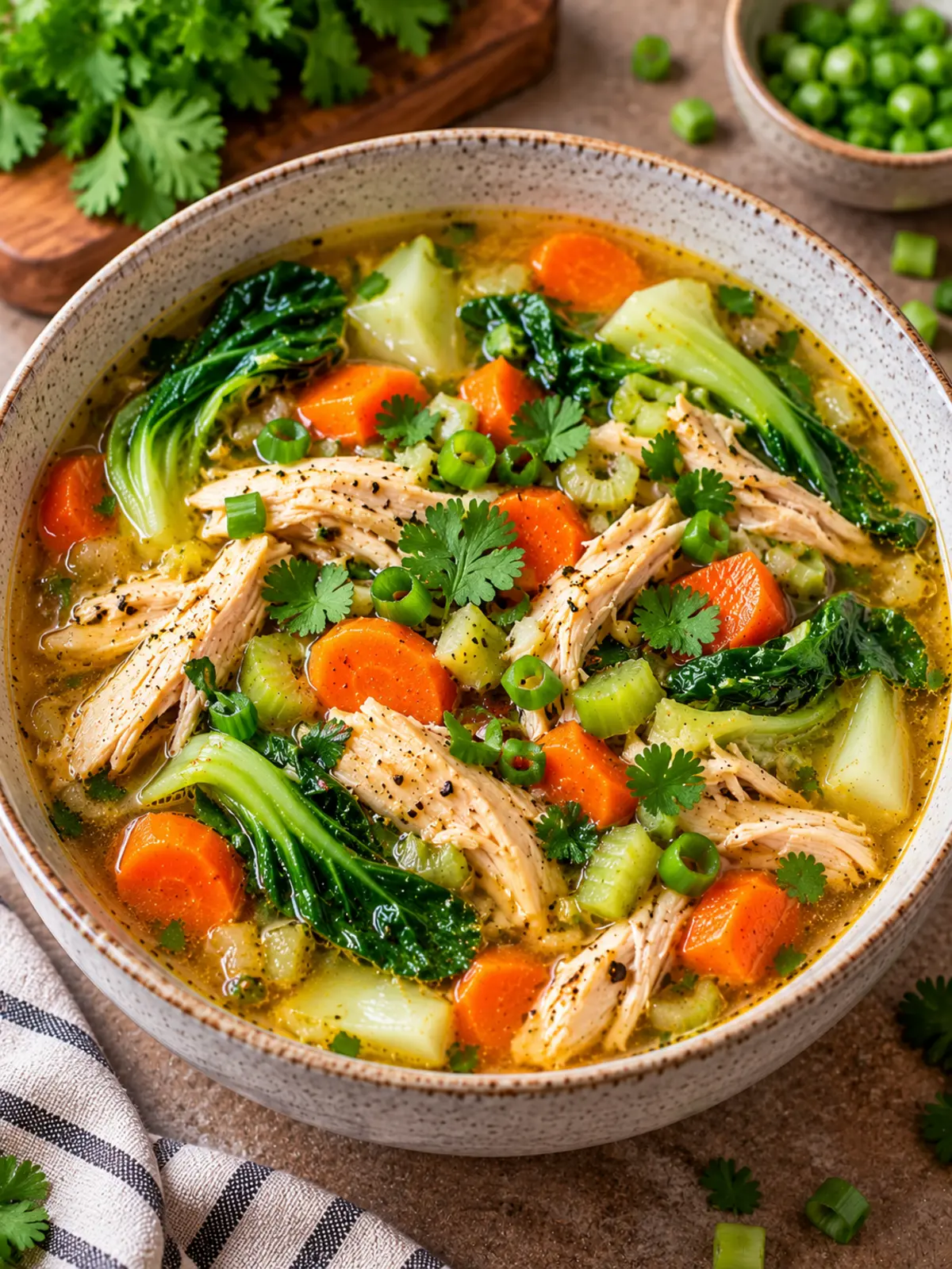 Gingery Chicken Soup with Bok Choy - A Comforting Meal — finished-dish