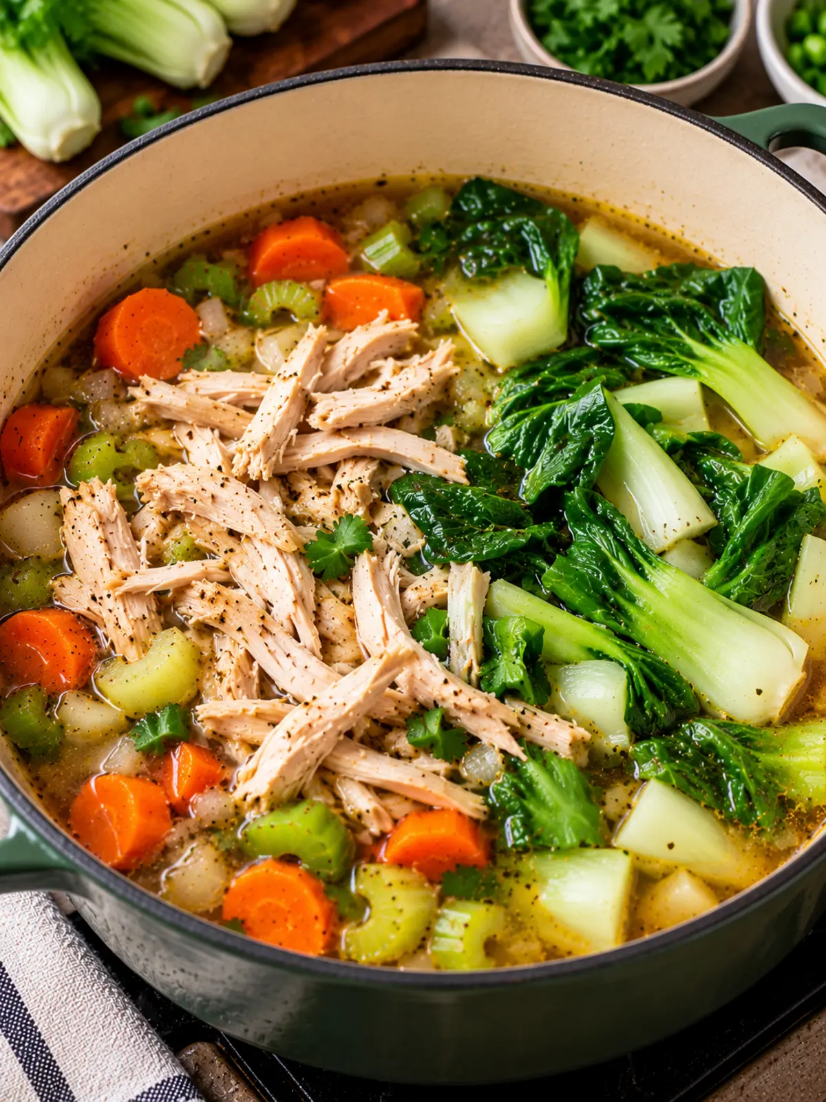 Gingery Chicken Soup with Bok Choy - A Comforting Meal — process