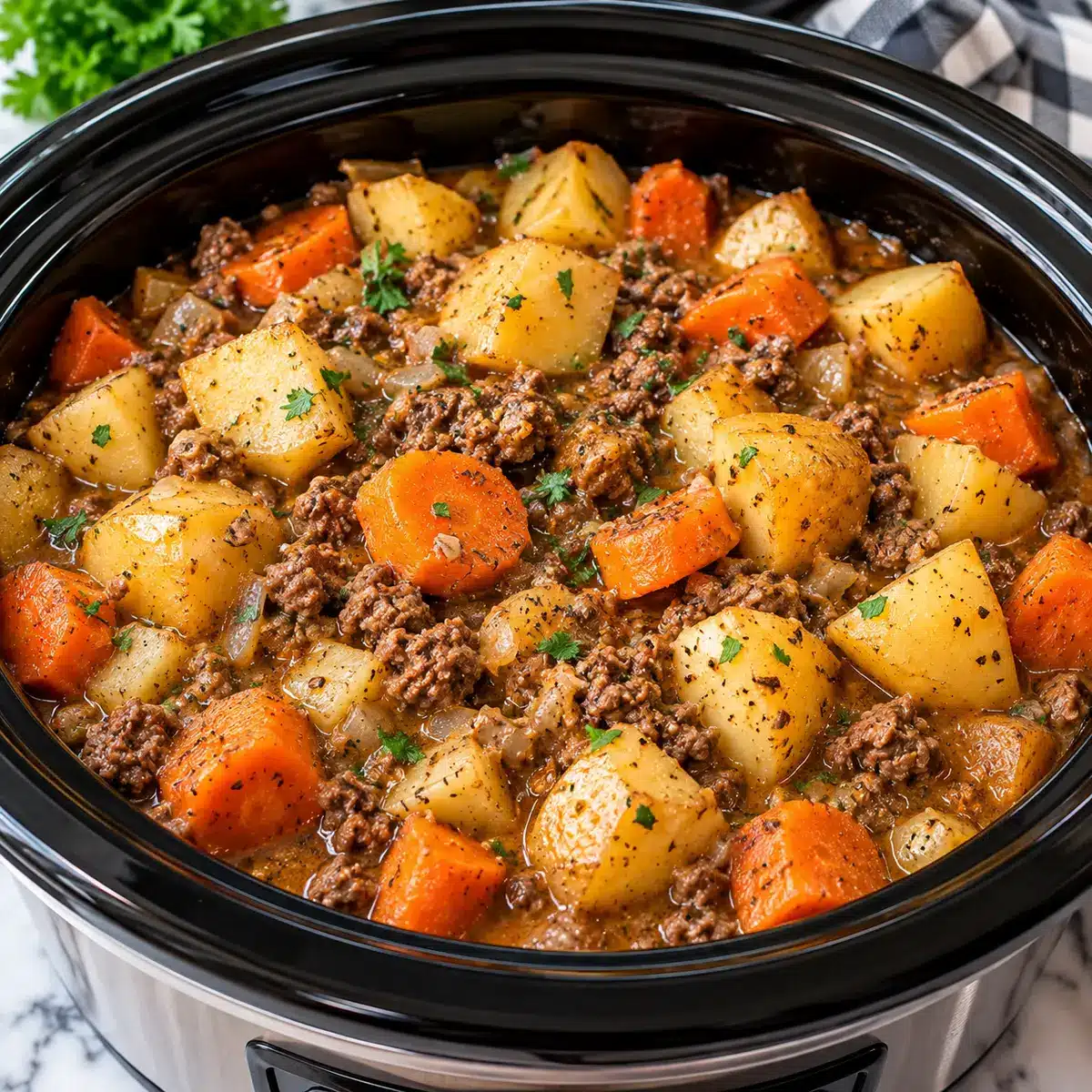 Hearty Hobo Dinner in a Slow Cooker — featured