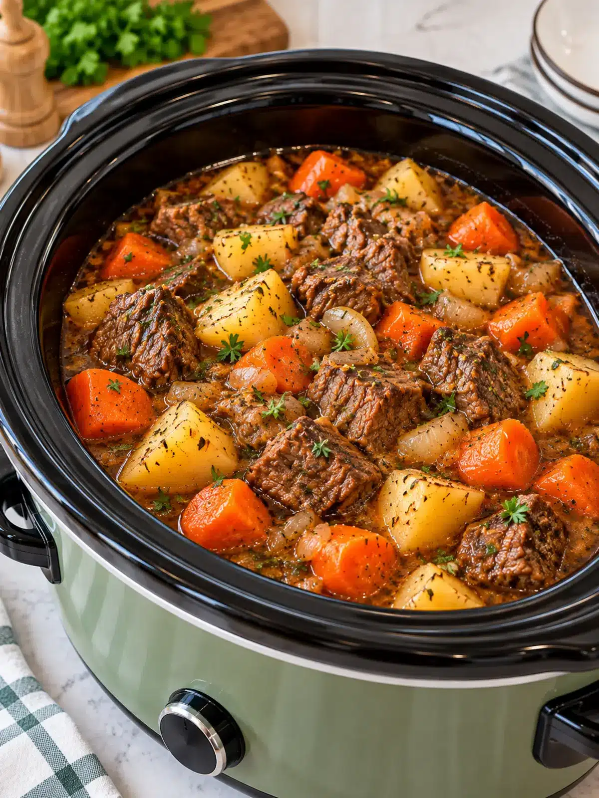 Slow Cooker Beef Stew Recipe — finished dish