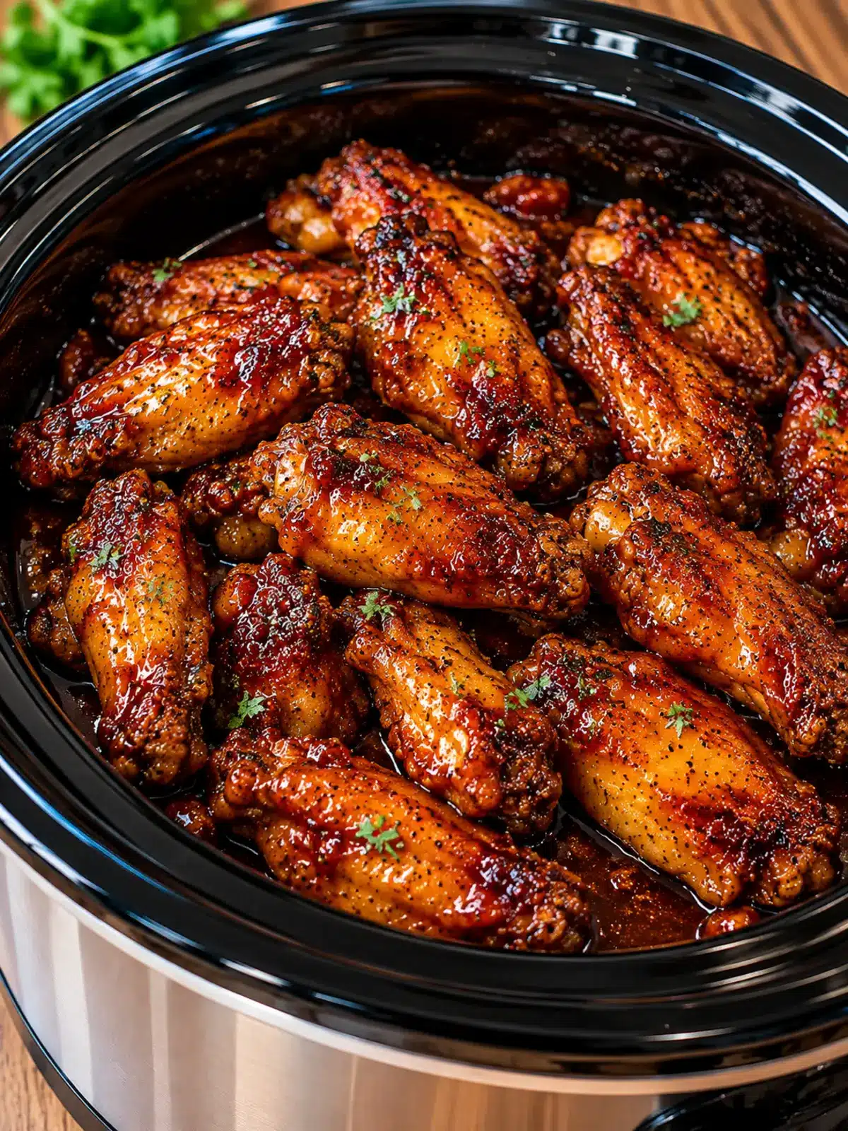 Slow Cooker Wings with Honey Barbecue Sauce — finished dish